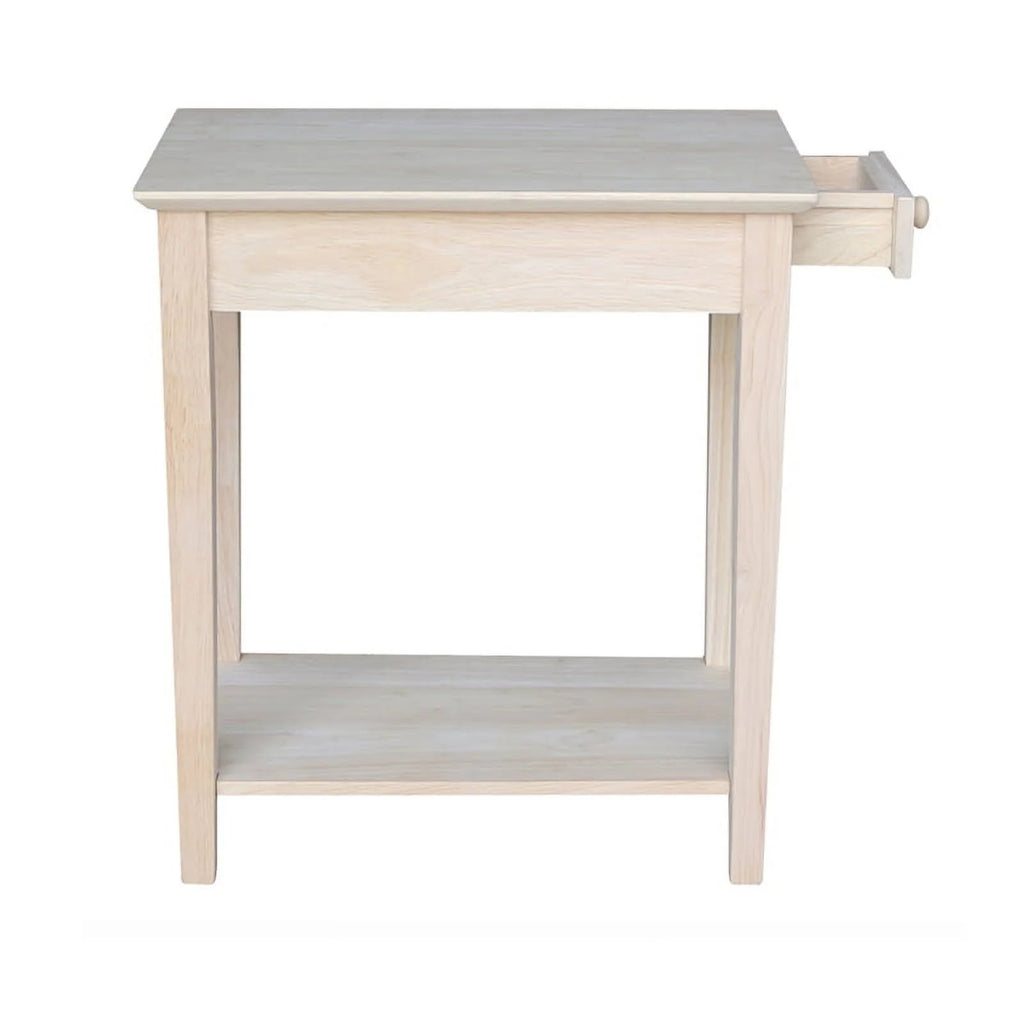Solid Wood Unfinished 1-Drawer End Table V55802