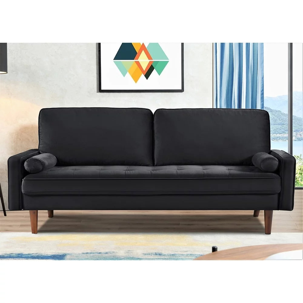 Black Velvet Tufted Sofa B519