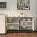 White Gloss Storage Cabinet with Metal Legs M3659