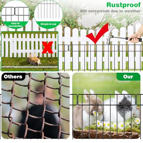 20Ft x 13Inch Animal Barrier, 14 Pack Decorative Garden Fence Panels, Rustproof Metal, No Dig Fence with Ground Stakes J9942