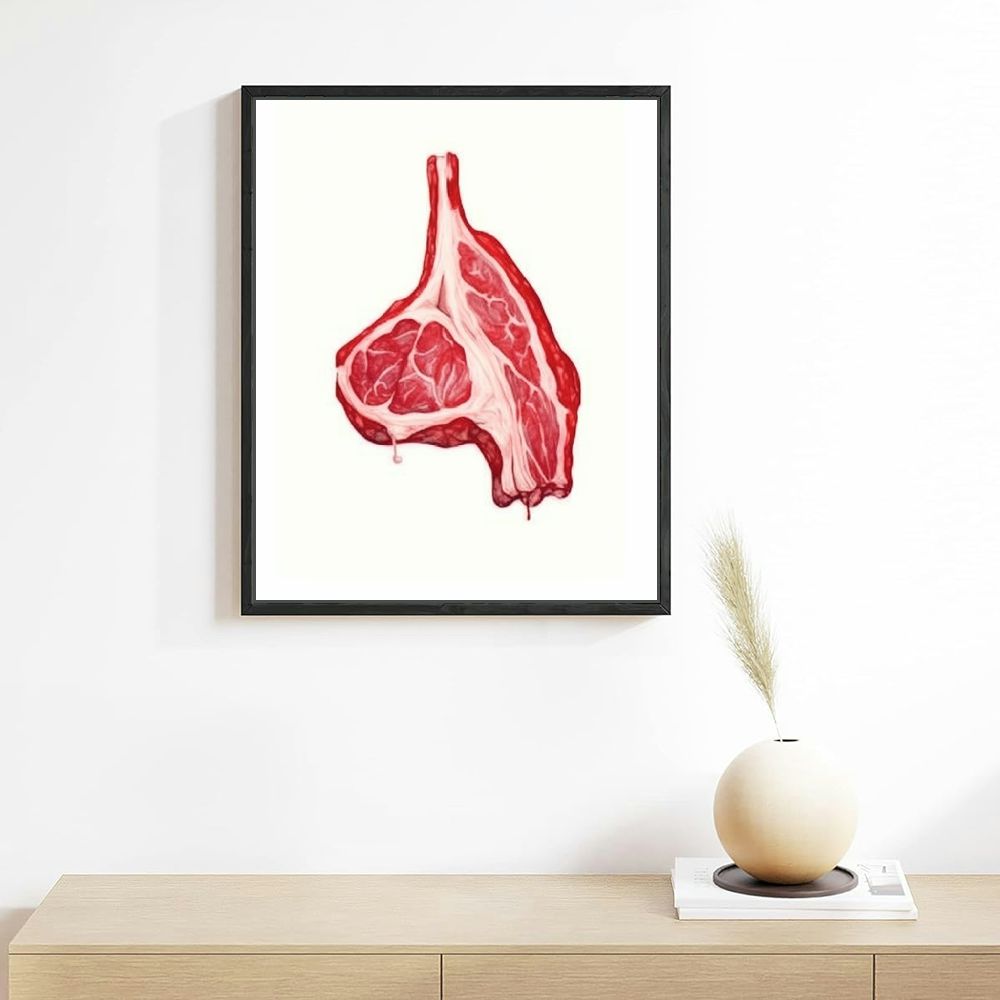 T-bone Steak Watercolor Art Print Wall Poster A704104