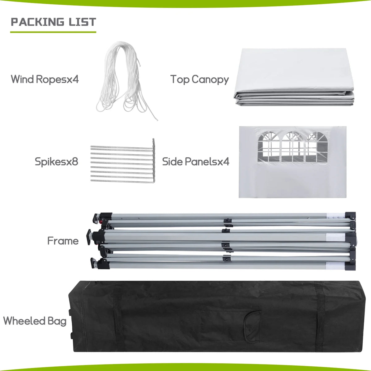 10' x 10' Pop up Canopy Tent with 4 Side Panels, White K472