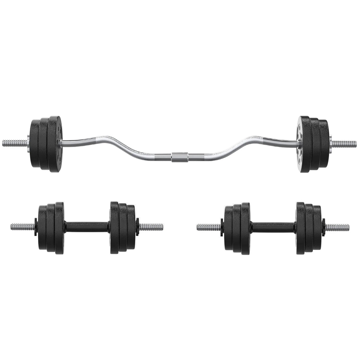 66LB 2 in 1 Adjustable Dumbbell Set with Connecting Rod Black Z82243