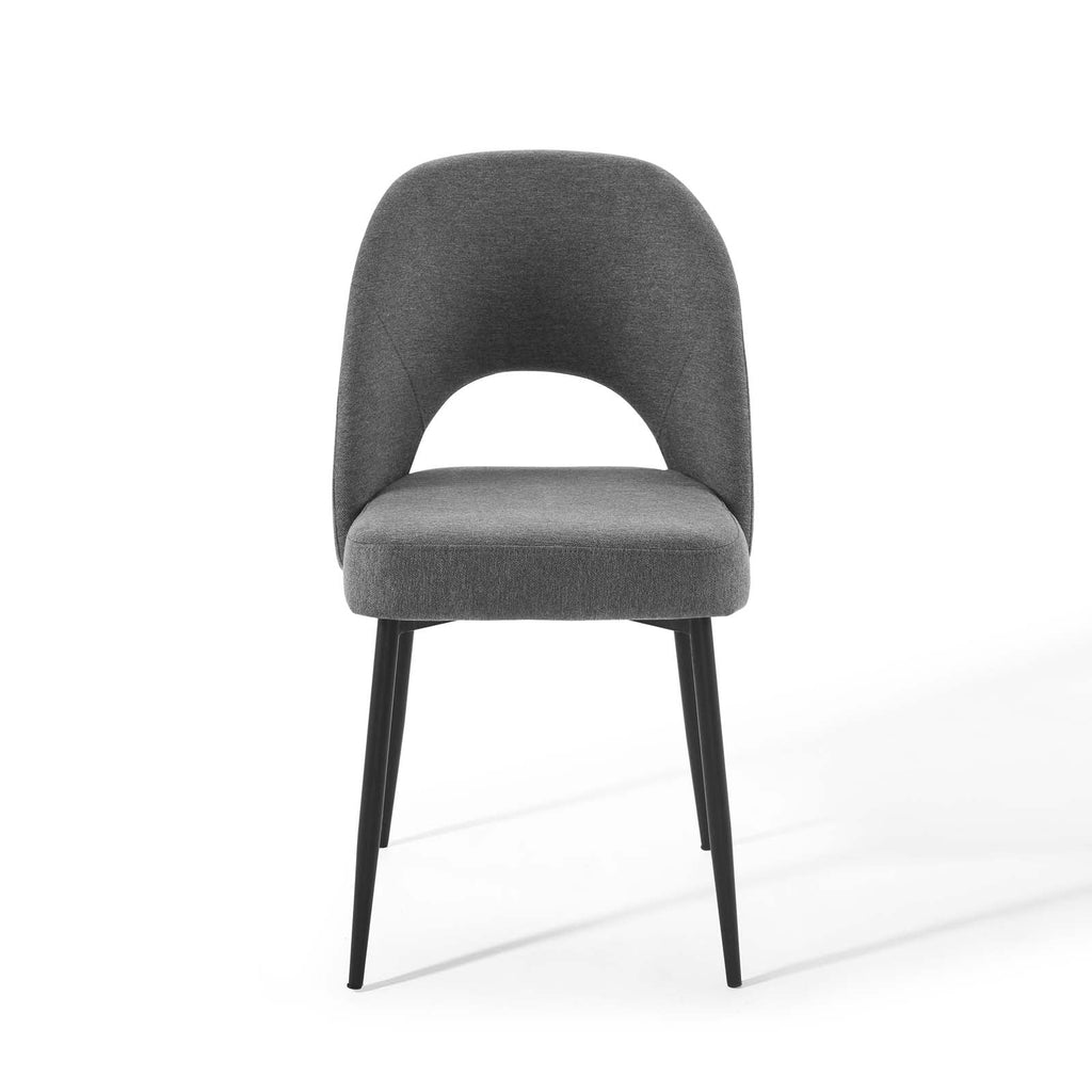 Black Charcoal Upholstered Fabric Dining Side Chair Set of 2 L89932