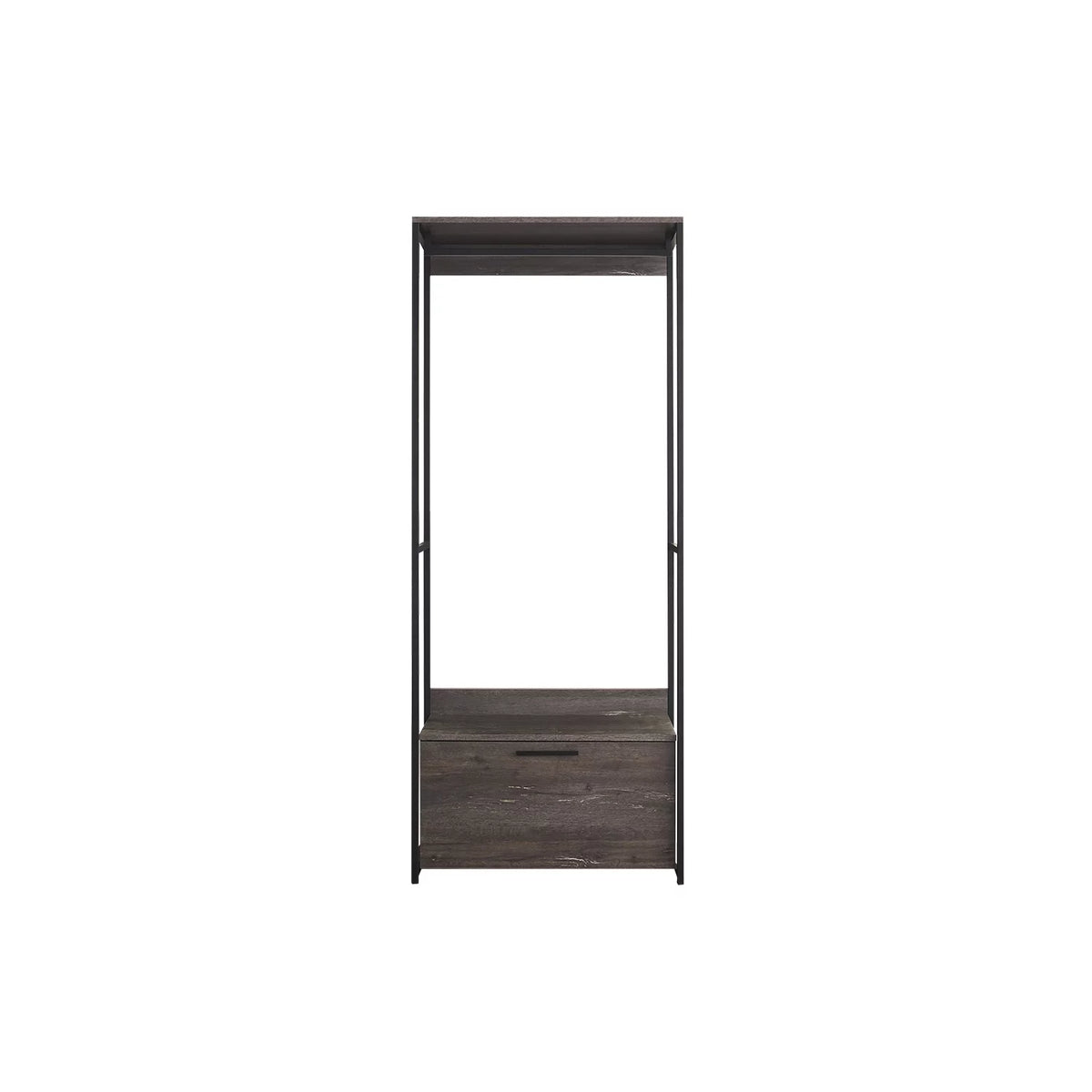 Wood and Metal Walk-in Closet with 1-Drawer in Rustic Gray D57445