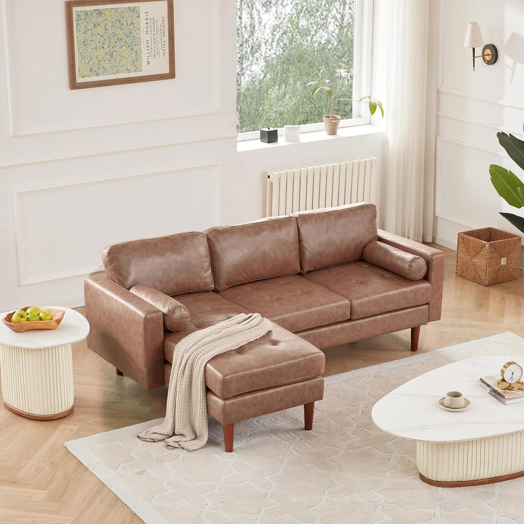 Brown L Shaped Sectional Sofa with Reversible Chaise B635