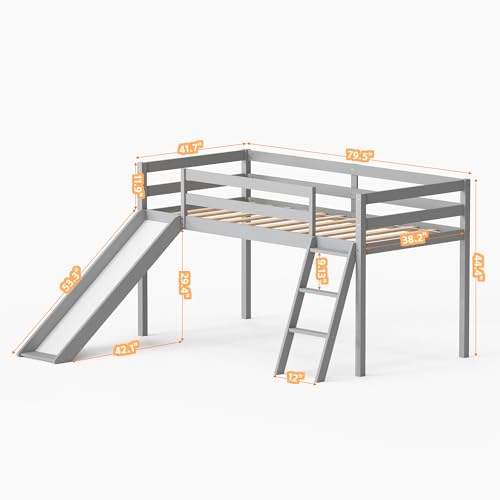Twin Wood Bunk Bed with Slide and Ladder M85406