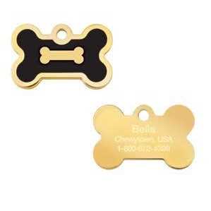 Small Bone Shape Pet ID Tag with Gold Detail X292