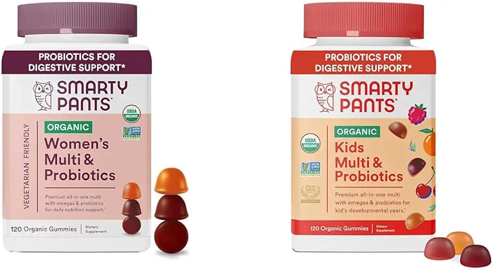 Organic Women's and Kids Multivitamin Gummies with Probiotics, Omega 3, 120 Count I6927