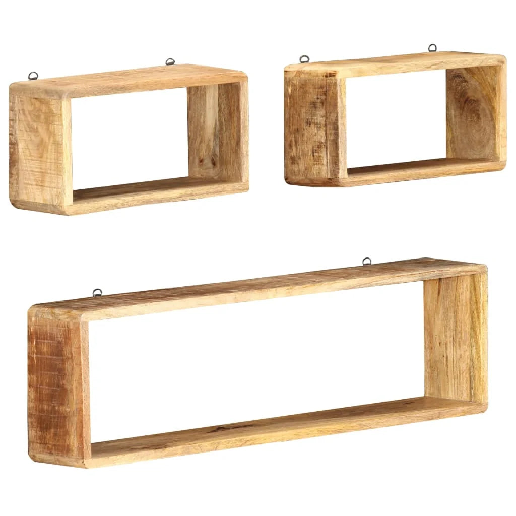 Solid Wood Mango Wall Cube Shelf Set E292