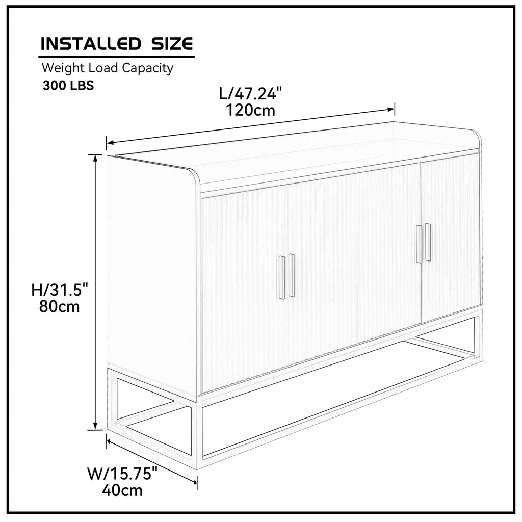 White Gloss Storage Cabinet with Metal Legs M3659