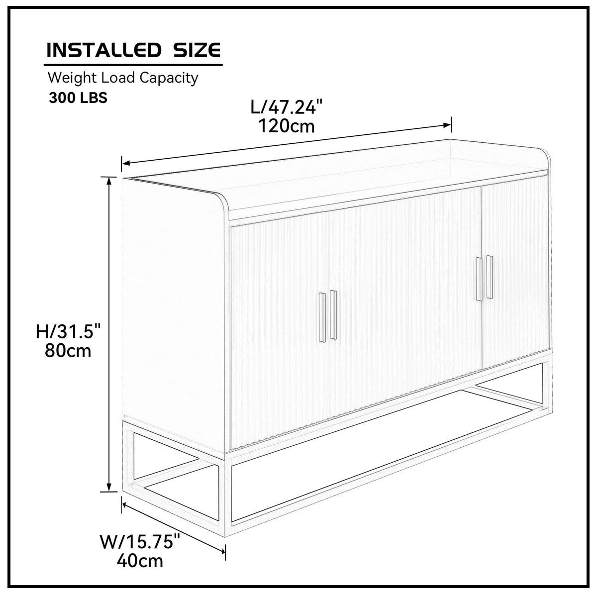 White Gloss Storage Cabinet with Metal Legs M3659