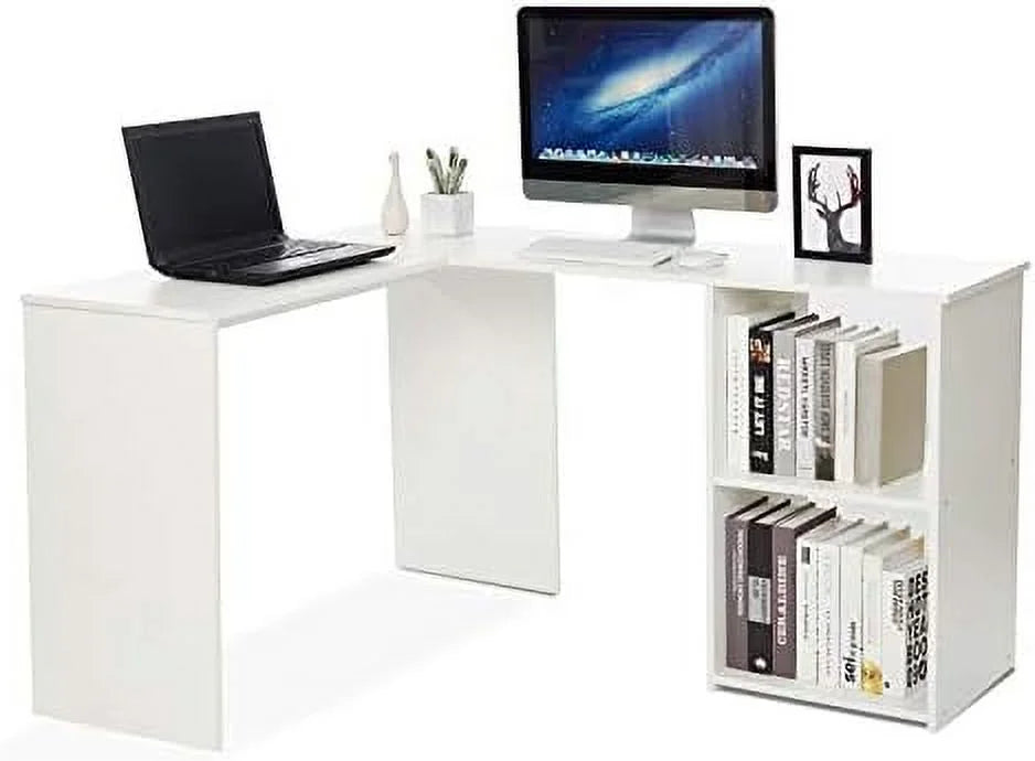 L Shaped Corner Desk Computer Workstation White H380