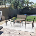 4 Pieces Textilene Patio Furniture Set with Loveseat Tea Table P1974