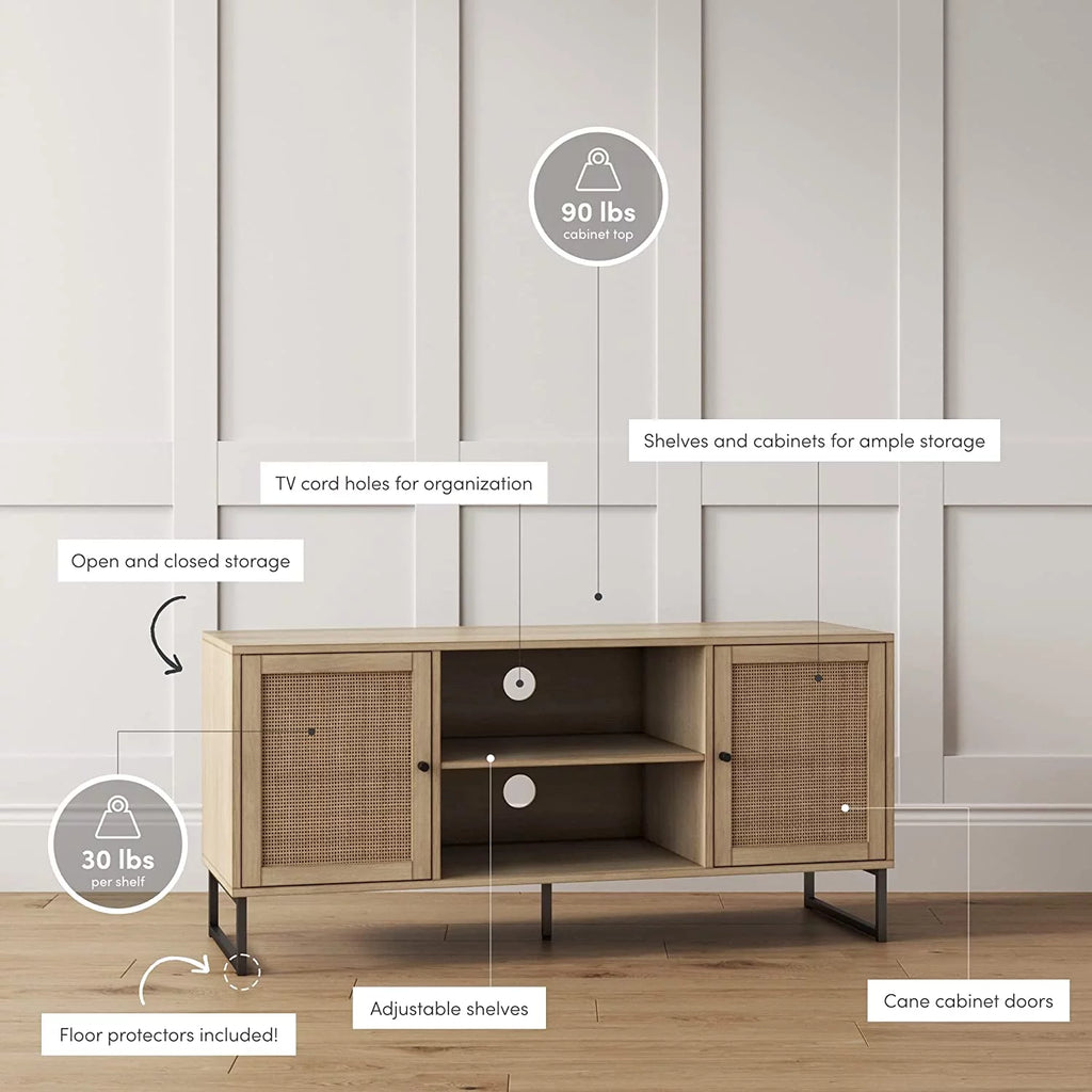 Oak TV Stand with Doors V48932