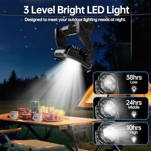 Portable Rechargeable Camping Fan with LED Lantern V6062