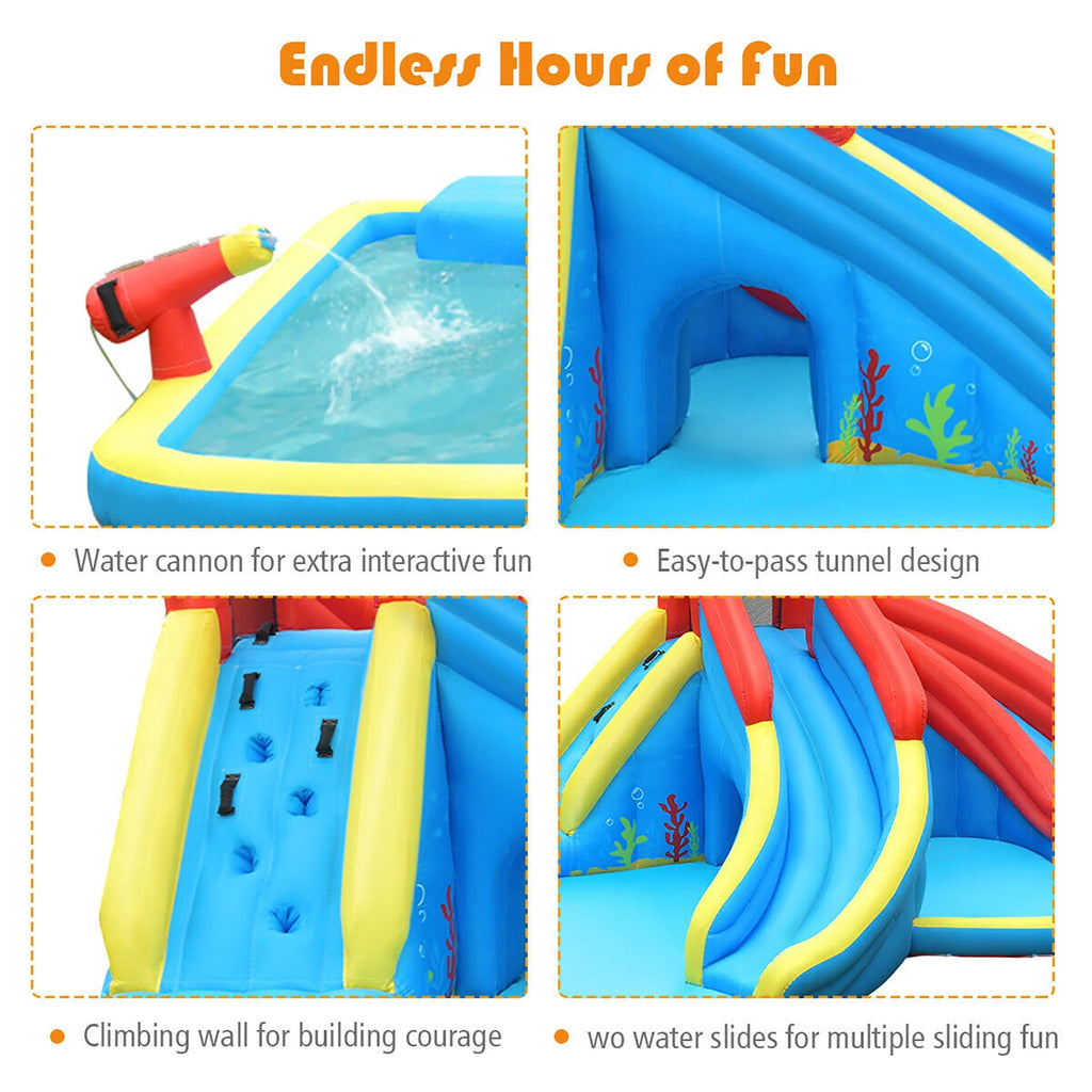 Inflatable Water Slide Bounce House Splash Pool with Blower N8546