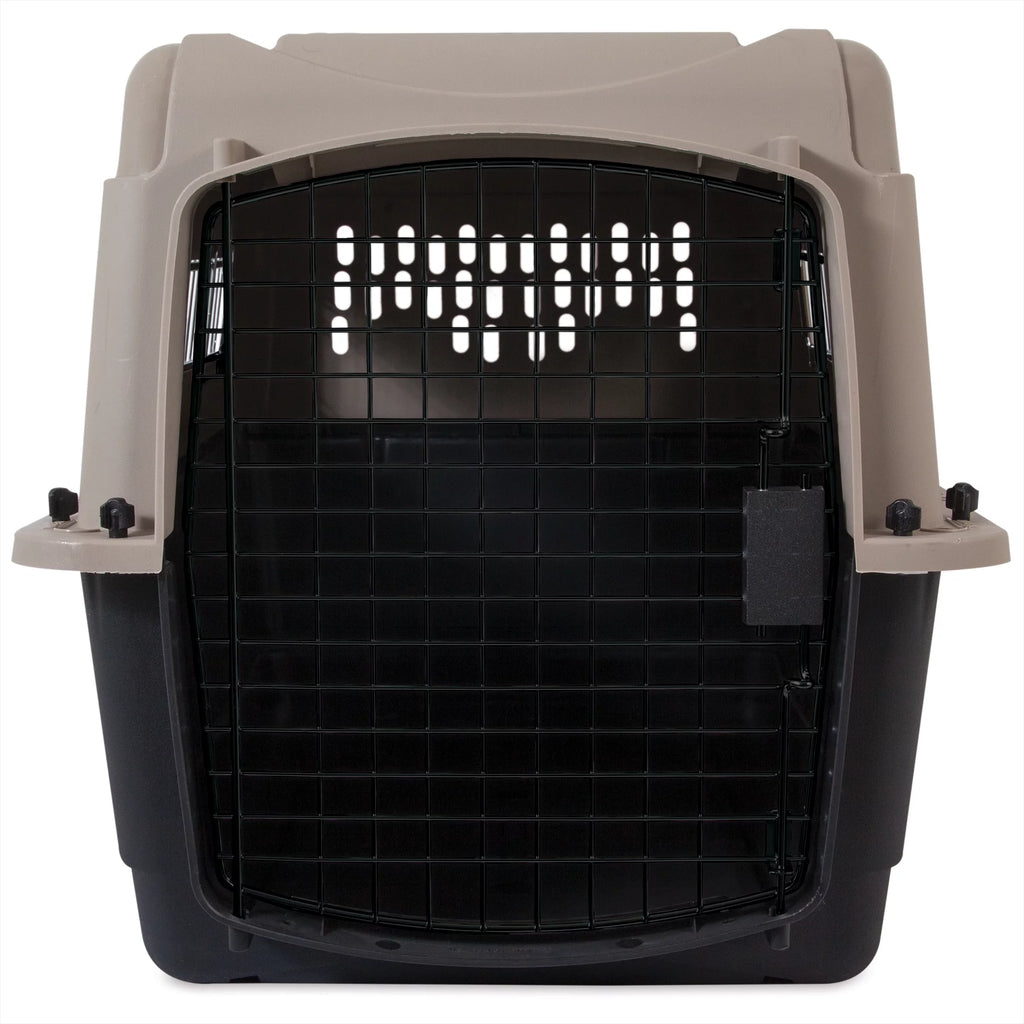 Plastic Travel Dog Kennel 28" Taupe/Black T2317