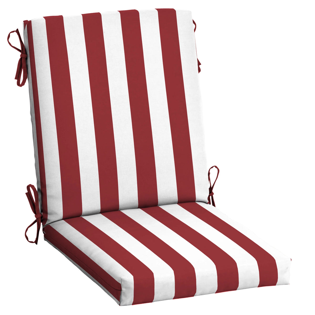 Ruby Red Cabana Stripe Outdoor Dining Chair Cushion M829