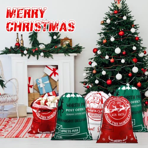 8 Pcs Christmas Drawstring Gift Bags X46387