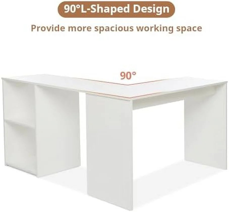 L Shaped Corner Desk Computer Workstation White H380