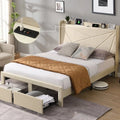 Full Size Upholstered Bed Frame with 2 Storage Drawers and USB Charging Q204827