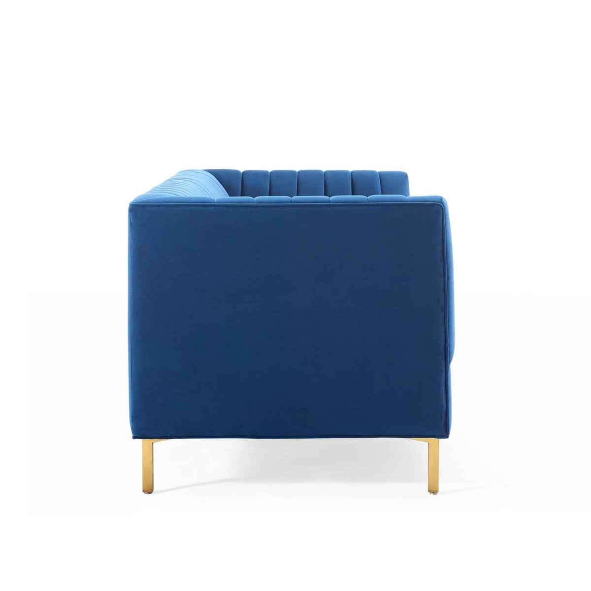 Navy Gold Channel Tufted Performance Velvet Sofa F821