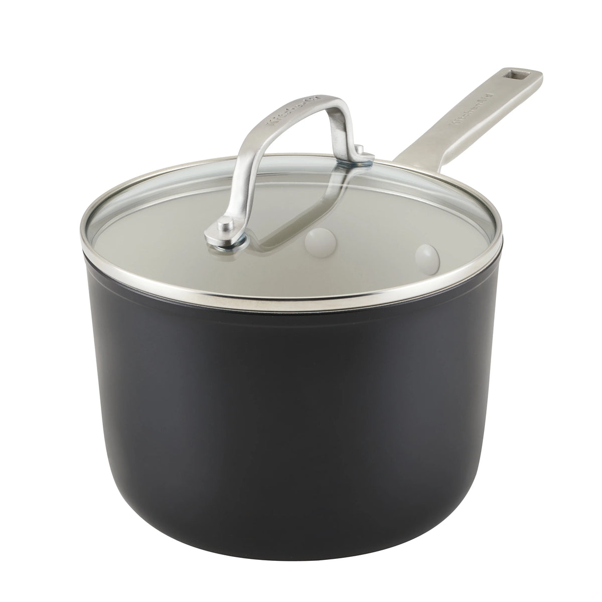 Hard Anodized Ceramic Nonstick Sauce Pan with Lid, 3qt, Matte Black I2808