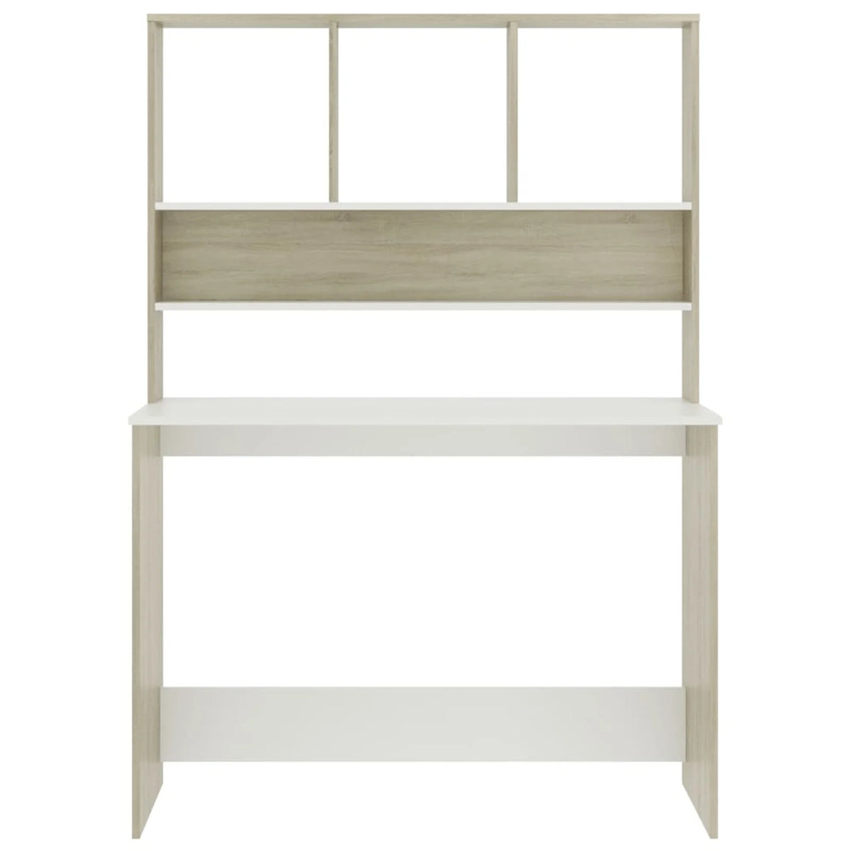 White and Sonoma Oak Desk with Shelves B22370