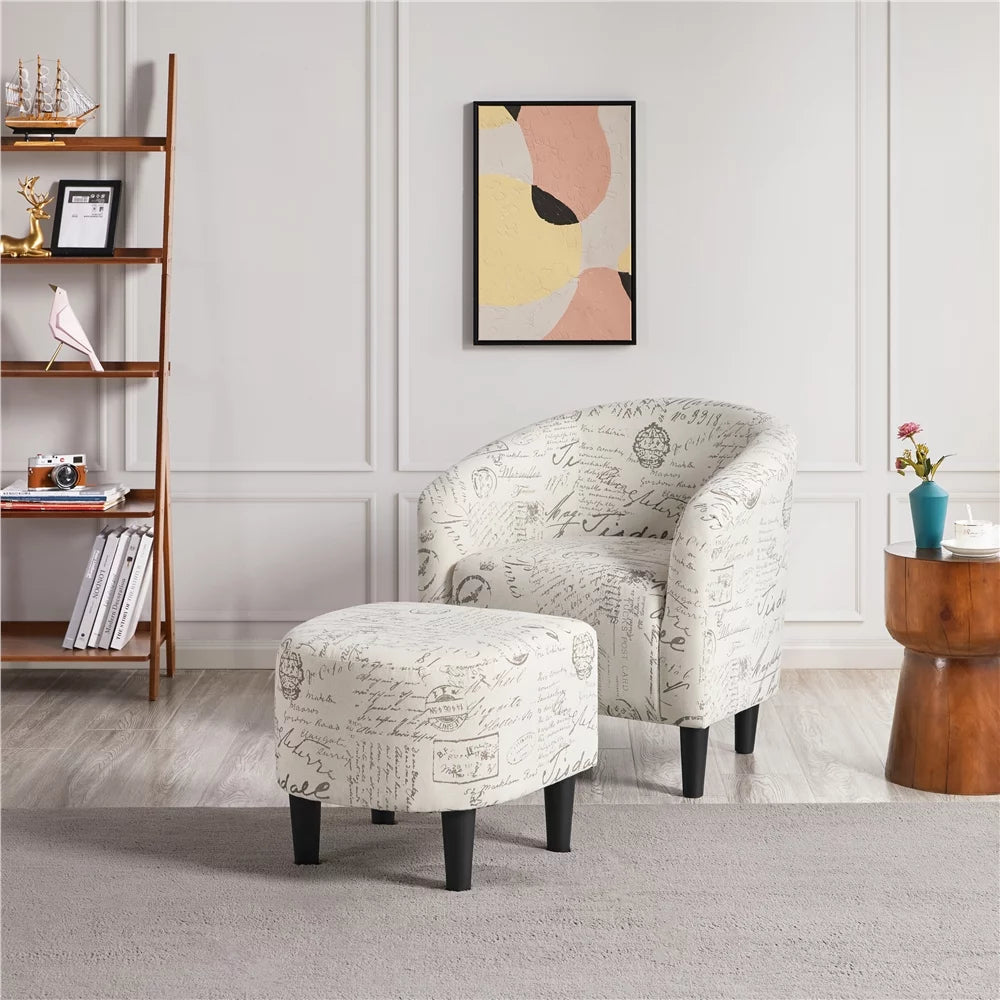 Fabric Accent Arm Chair and Ottoman Set B564