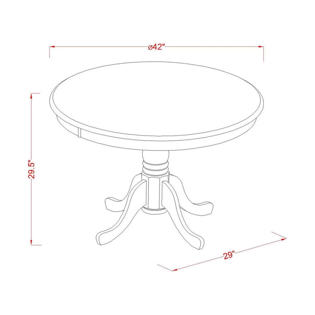5 Piece Mahogany Round Dining Table Set with Pedestal and 4 Chairs S208338