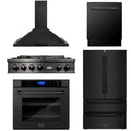 36 Gas Rangetop, Range Hood, Refrigerator, Dishwasher, Wall Oven in Black Stainless M8867