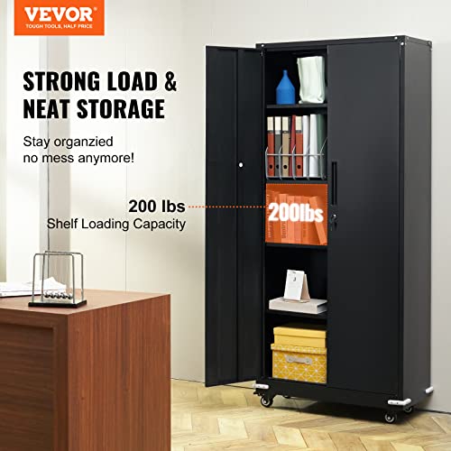 Black Metal Storage Cabinet with 4 Adjustable Shelves M5259