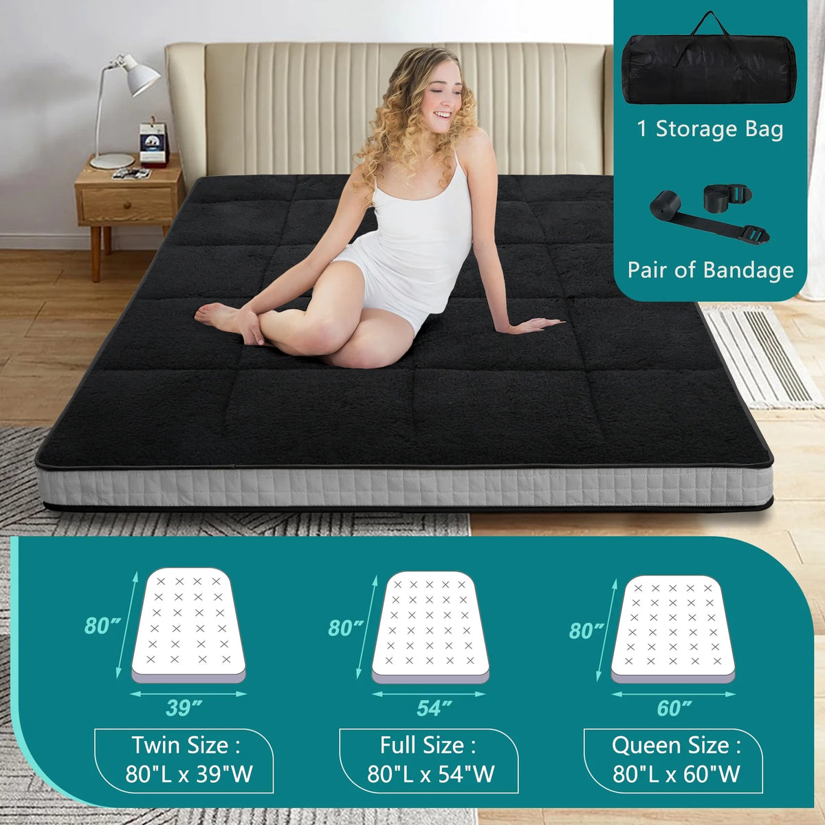 Japanese Floor Mattress Futon Mattress Grey Full P5579
