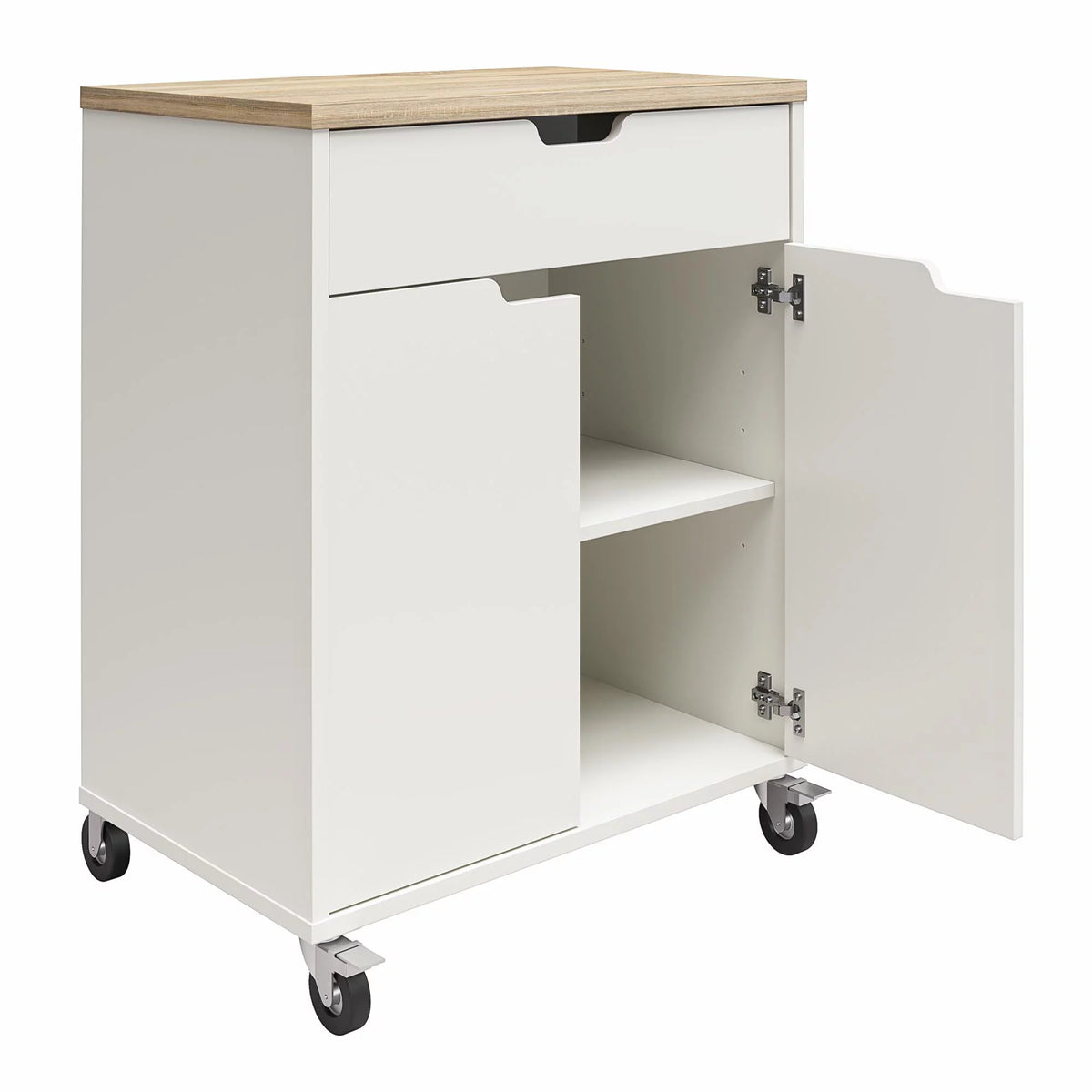 2 Door 1 Drawer Storage Cart with Locking Casters C983
