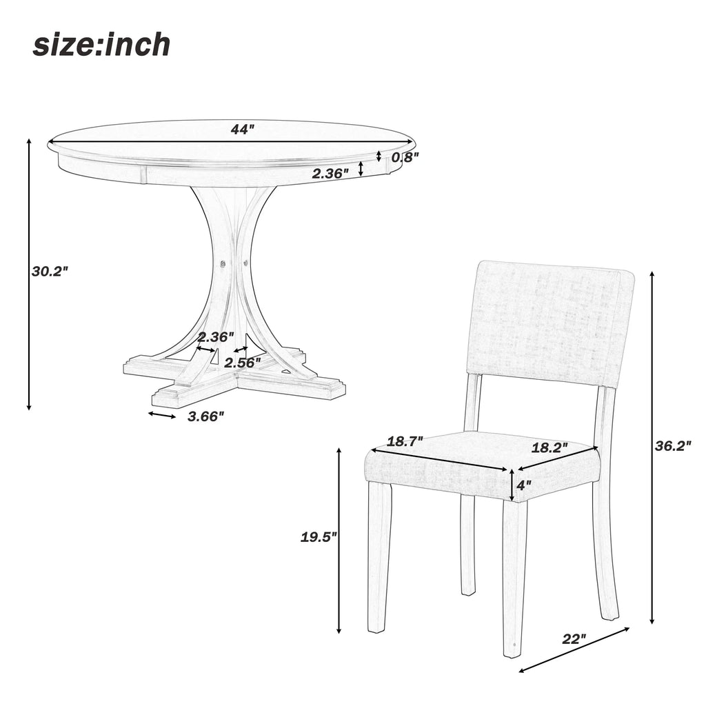5-Piece Round Dining Table Set with Chairs K32101