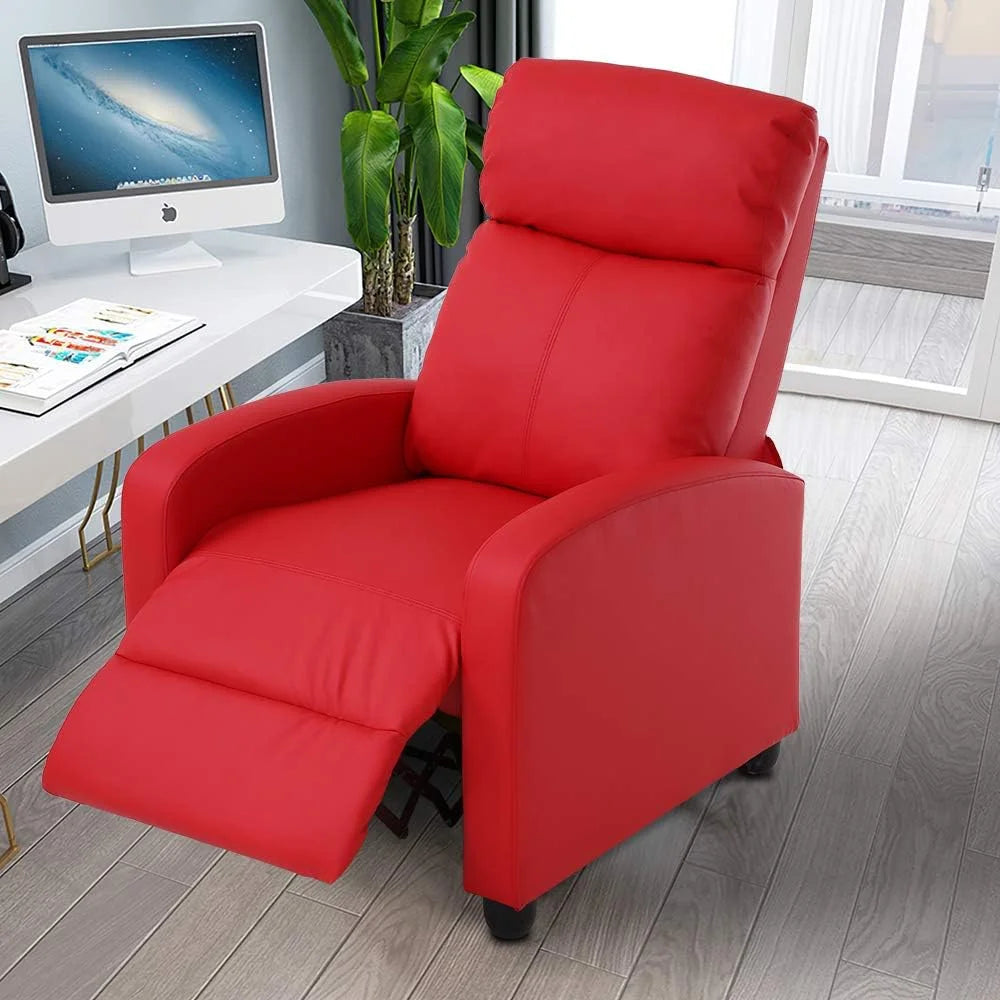 Red PU Leather Recliner Chair with Footrest C642