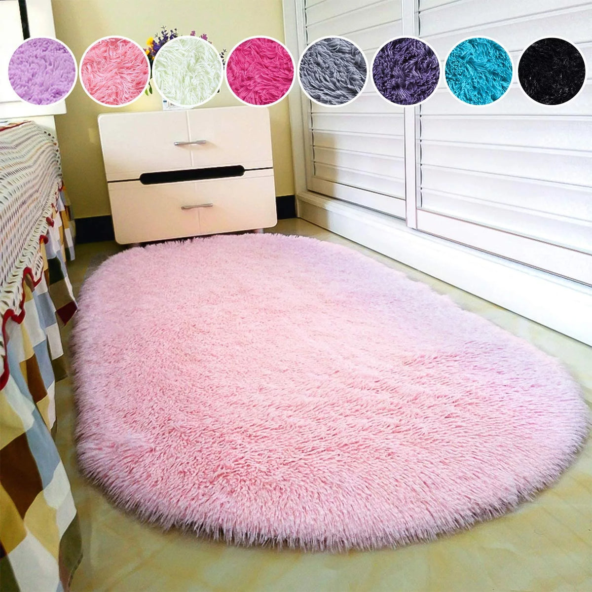 Pink Velvet Shaggy Area Rug 2.6' x 5.3' Q827397