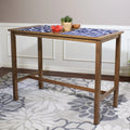 Counter-Height Wooden Dining Table Weathered Oak Finish J677