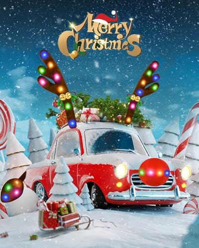 Christmas Reindeer Antlers Car Decoration Kit LED Multicolor Lights L3399