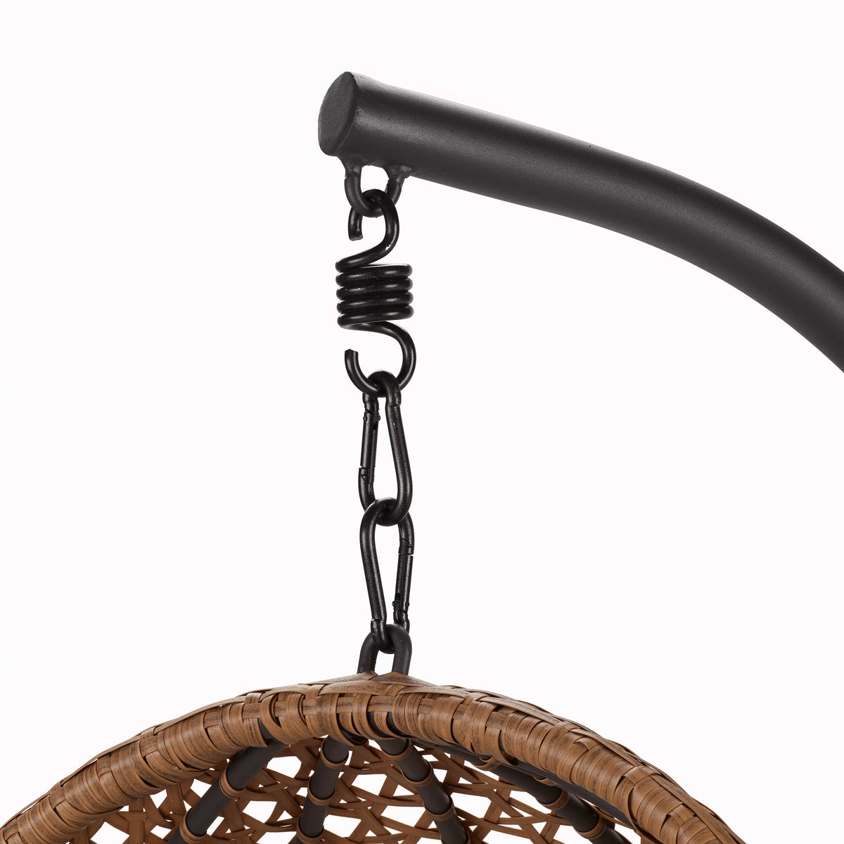 Hanging Egg Chair with Stand Tan Wicker Beige Cushion B546