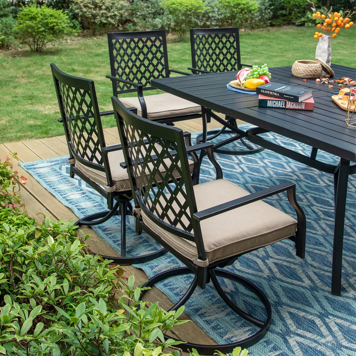 9-Piece Outdoor Dining Set with 8-Seat Table & Swivel Cushioned Chairs K89319