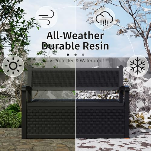 75 Gallon Black Storage Bench Deck Box I3421
