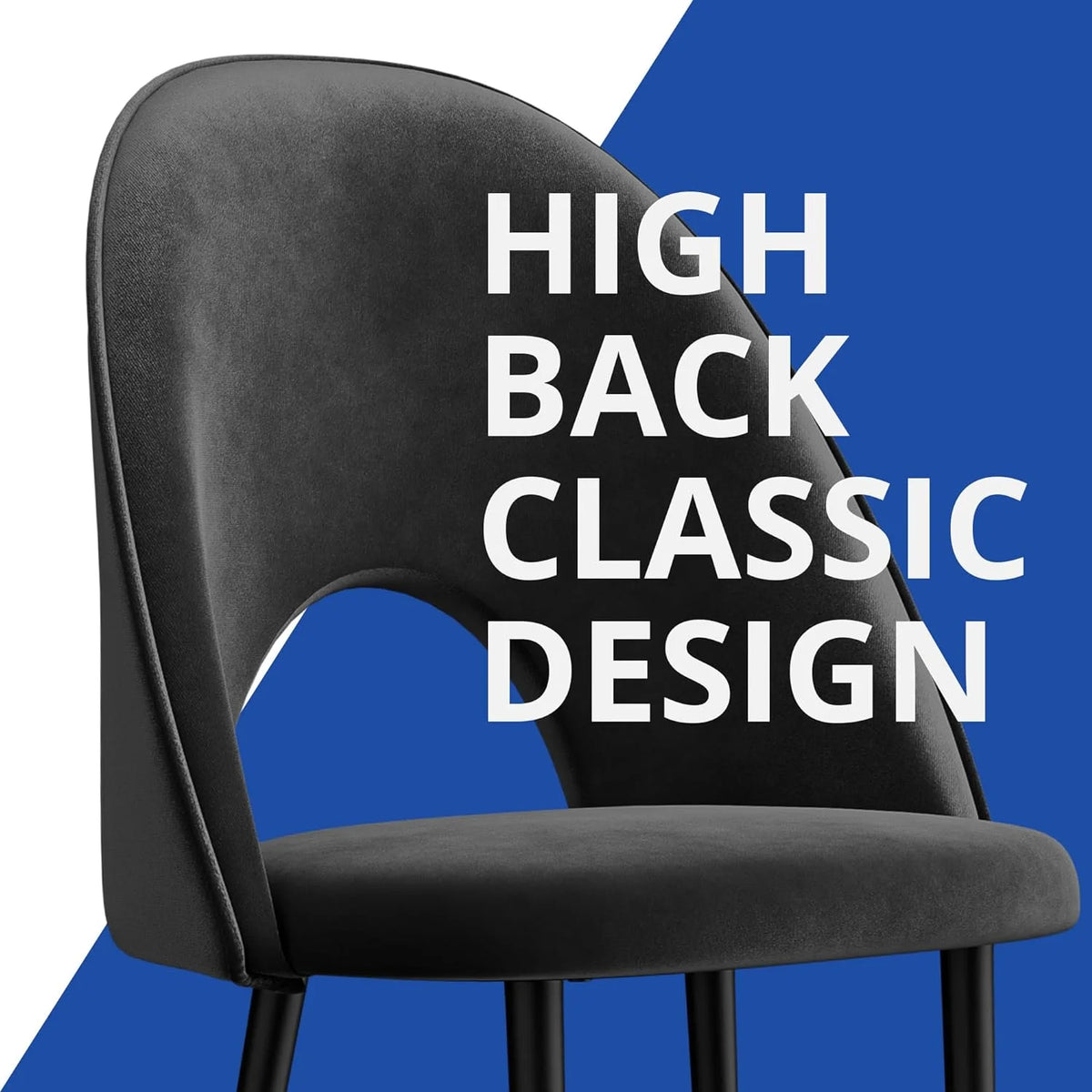 Black Velvet Upholstered Dining Chairs Set of 4 T43393