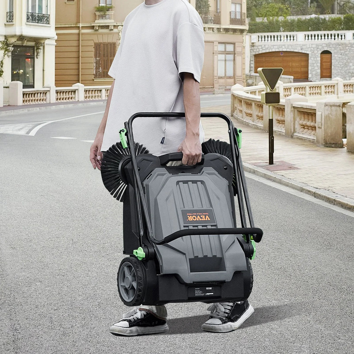 25.6" Manual Walk-behind Floor Sweeper with 5-Gallon Waste Container N44164