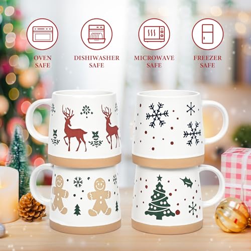 Set of 4 Christmas Mugs 14 Oz X19513