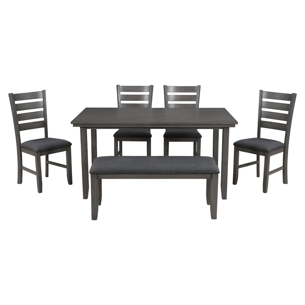 Rustic Wood Dining Table and Chairs Set of 6 Gray P509615