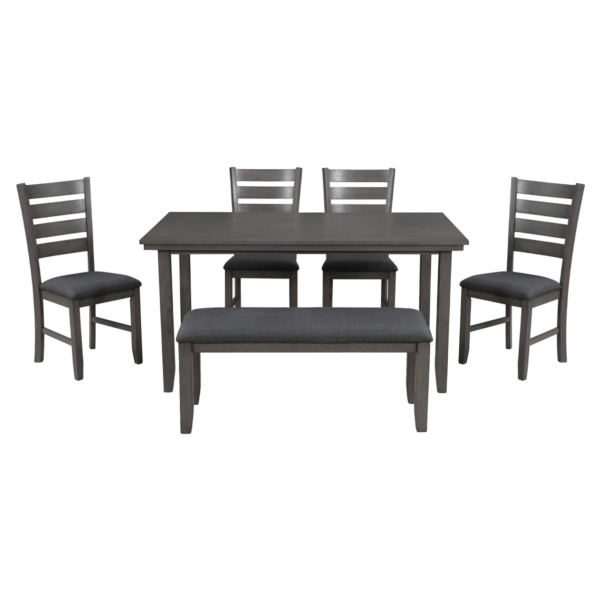 Rustic Wood Dining Table and Chairs Set of 6 Gray P509615