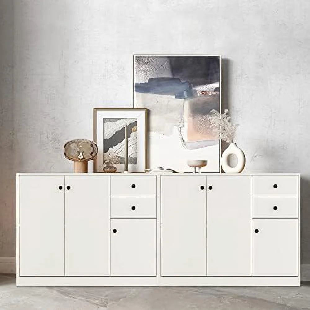 Buffet Cabinet with 2 Drawers 3-Door Adjustable Shelves White M24770