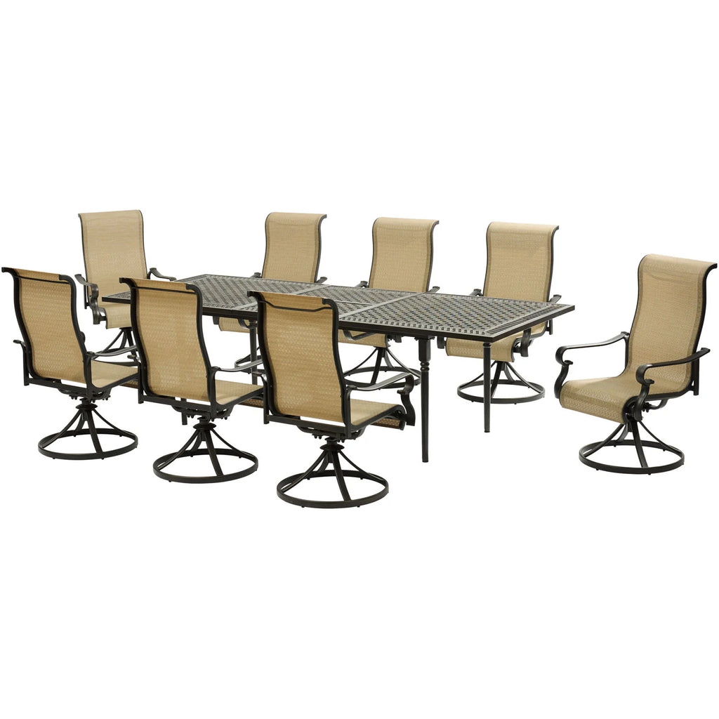 9-Piece Dining Set with Expandable Table and 8 Swivel Rockers Y349740